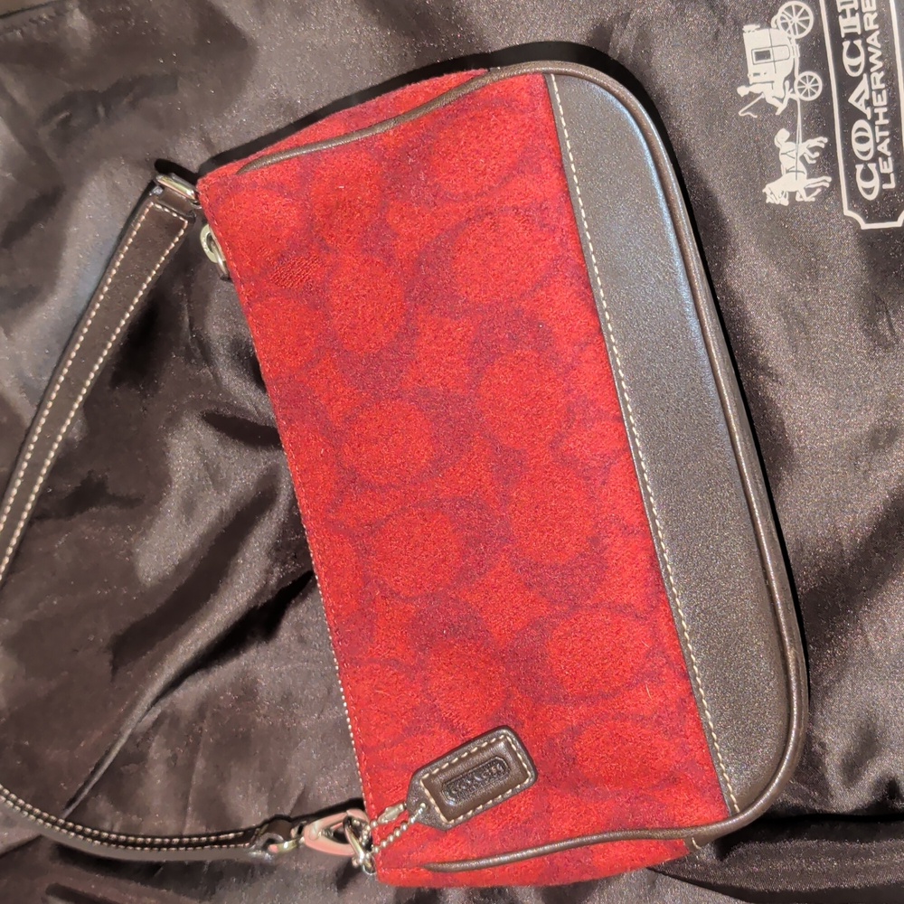 Coach Wool Monogram Red Brown Demi Bag Mini Y2K 7720